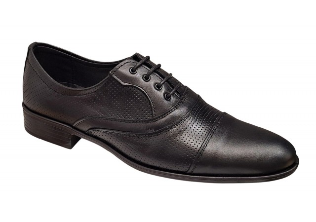 Pantofi barbati eleganti din piele naturala - Model Negru Matritat 18N